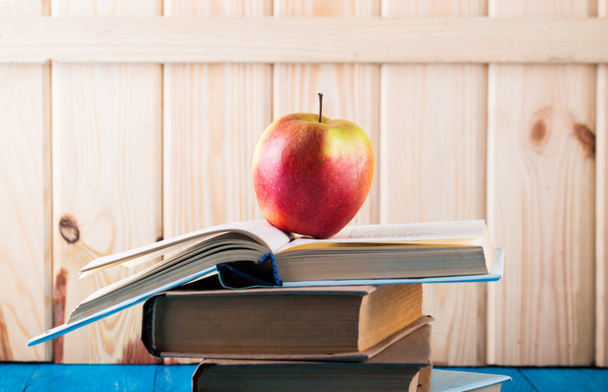 Stack of books and apple - Photo, Image