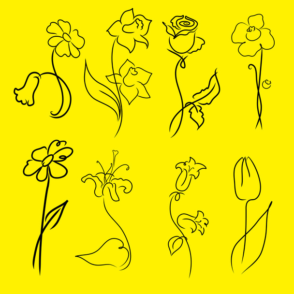 flowers Design Set - Wektor, obraz