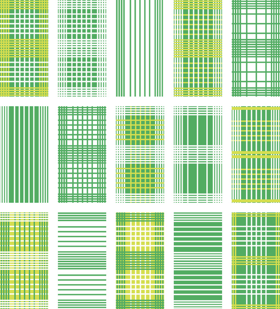 Reihe von vektornahtlosen Mustern. grün, weiß und gelb - Vektor, Bild