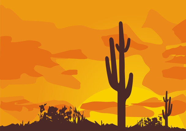 Мексиканські пустелі захід сонця фону - Вектор, зображення