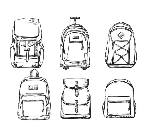 Set of different types backpacks - Vettoriali, immagini