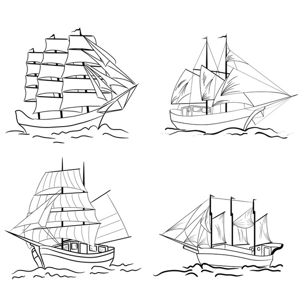 Skizze eines Segelschiffs - Vektor, Bild
