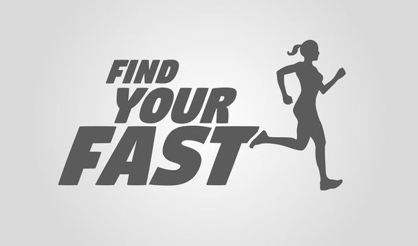 Find your fast. Running girl or woman silhouette. Motivational a - Vector, Image