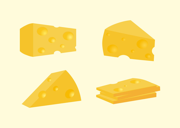 különböző típusú sajt halmaza. Szeletelt és szilárd - Vektor, kép