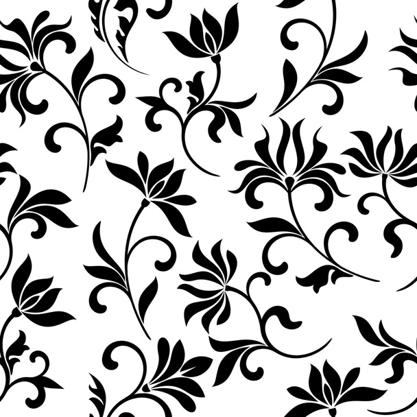 Seamless floral pattern on a white background. Vintage style. The pattern can be used for printing on textiles, wallpaper, packaging - Вектор,изображение