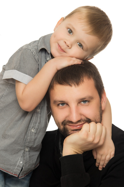 Vader en zoon knuffelen - Foto, afbeelding