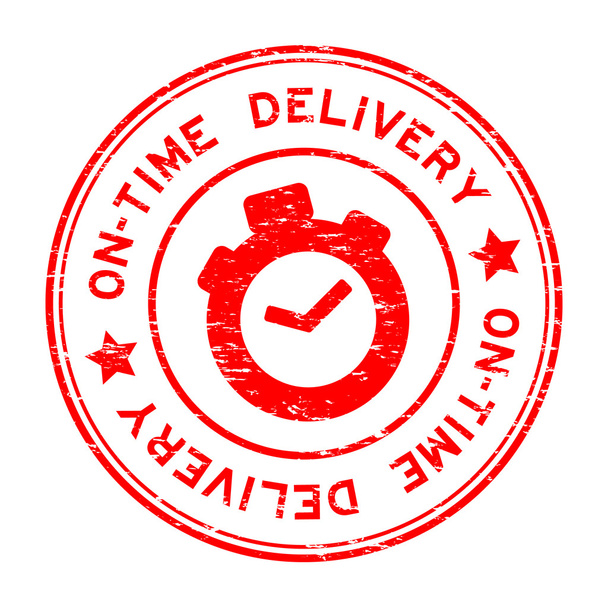 Grunge consegna on-time rosso con timbro di gomma icona orologio
 - Vettoriali, immagini
