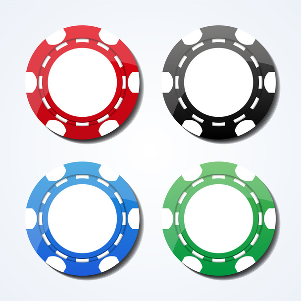 Set of colored gambling chips, isolated on white - Vektor, Bild