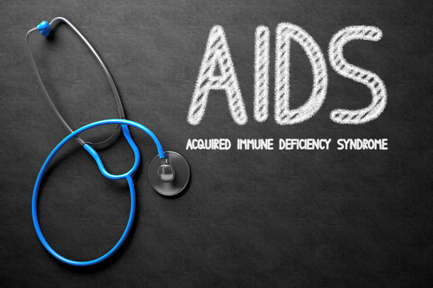 Μαυροπίνακας με Aids. 3D απεικόνιση. - Φωτογραφία, εικόνα