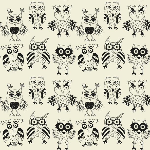 Seamless pattern with owls. - Vettoriali, immagini