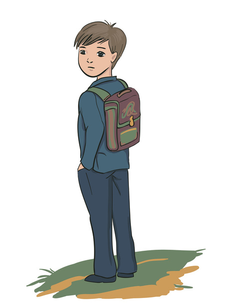 Schoolboy standing - Vector, Image