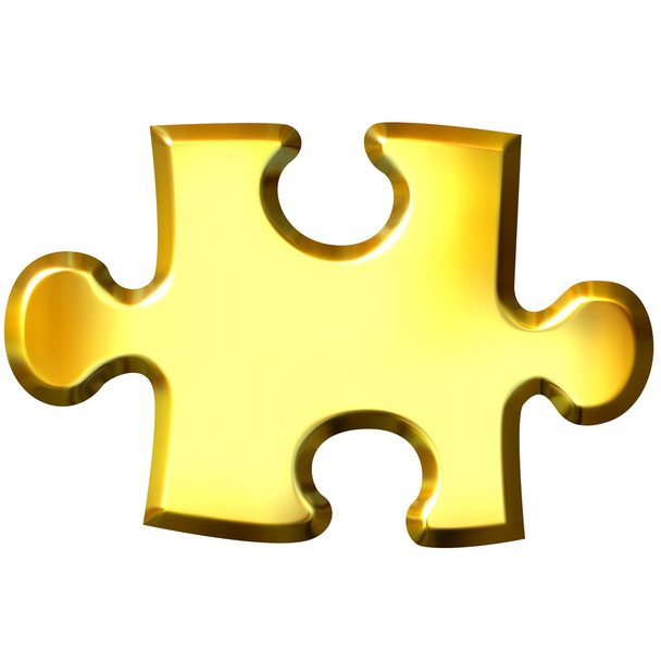 Pezzo di puzzle dorato 3D
 - Foto, immagini