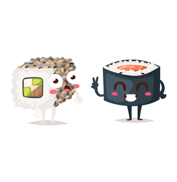 vector de carácter de sushi aislado
 - Vector, Imagen
