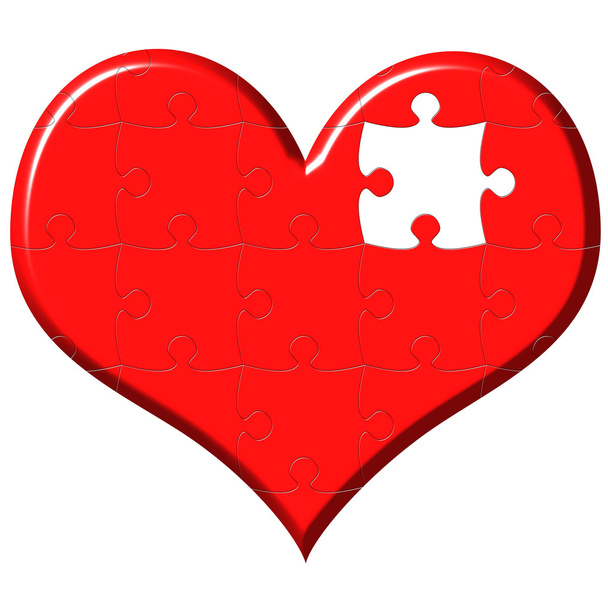 3d heart puzzle with missing piece - 写真・画像