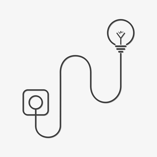 Light bulb and wire plug - vector illustration. - Vector, Image