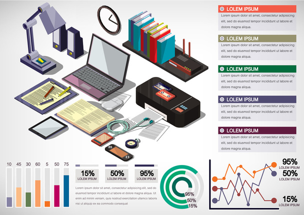 illustration of info graphic interior office concept - Vector, Image