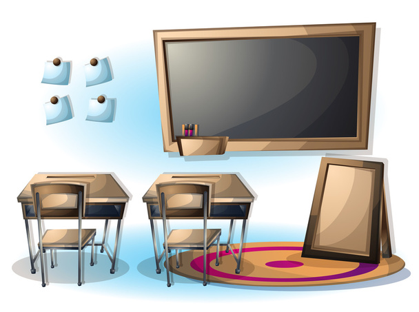 cartoon vector illustration interior classroom with separated layers - Vector, Image