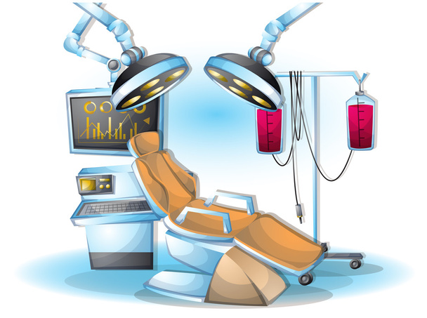 cartoon vector illustration interior surgery operation room with separated layers - Vector, Image