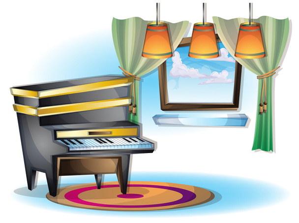 cartoon vector illustration music instruments objects with separated layers - Vector, Image