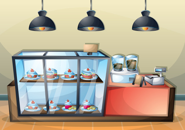Cartoon Vektor Illustration Innenraum Cafe Raum mit getrennten Ebenen - Vektor, Bild