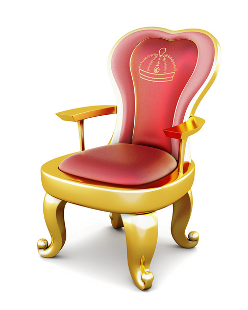 Золотой трон на белом фоне. 3d-рендеринг
 - Фото, изображение