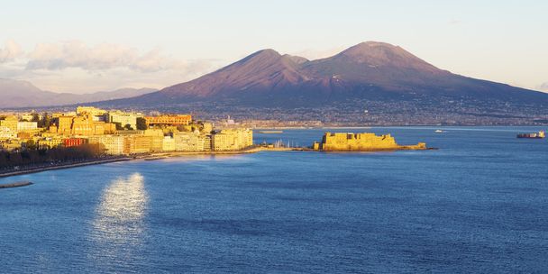 view of the Bay of Naples with Vesuvius in the background - Photo, Image