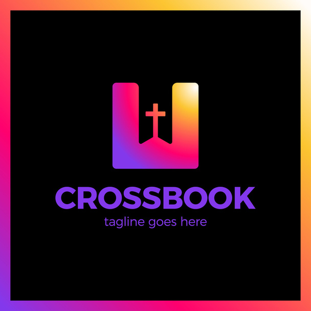 Logo de marcador cruzado. Logotipo del libro bíblico. Logos simples de la iglesia
 - Vector, Imagen
