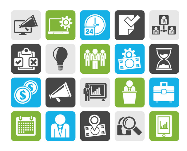 Silhouette Iconos de concepto de gestión empresarial
 - Vector, Imagen
