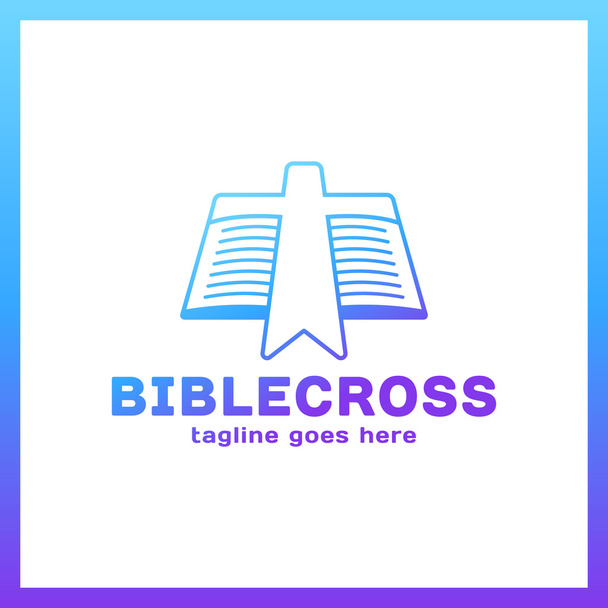 Logo de marcador cruzado. Logotipo del libro bíblico. Logos simples de la iglesia
 - Vector, imagen