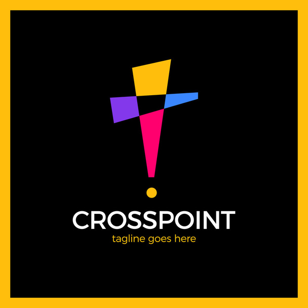 Cross Point logo. Church Pin logotype. Christian Location icon. Alert. - Vector, Image