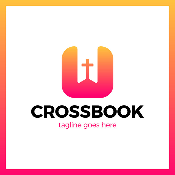 Перехресний логотип закладок. Логотип Біблійної книги. Прості церковні логотипи
 - Вектор, зображення