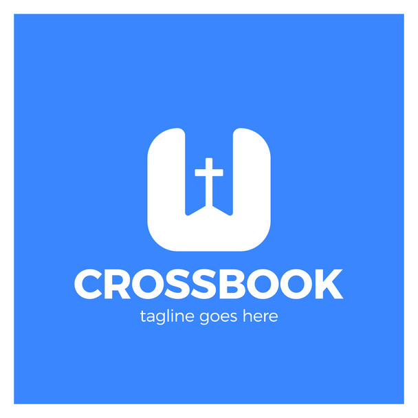 Croce Segnalibro Logo. Logotipo del Libro della Bibbia. Logos della Chiesa semplice
 - Vettoriali, immagini