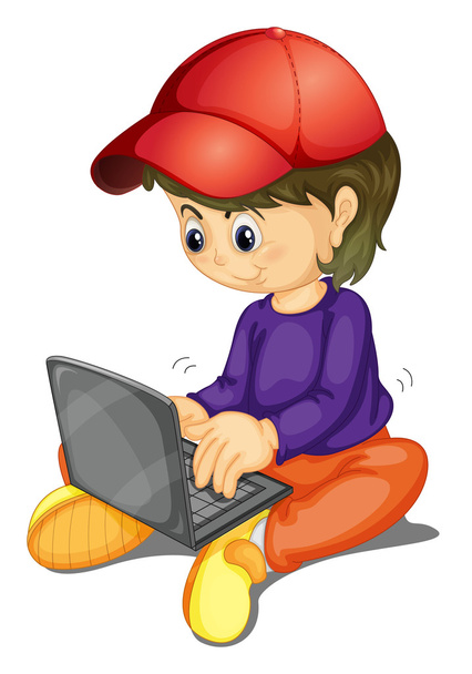 a girl and laptop - Διάνυσμα, εικόνα