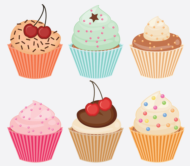 Collection of vector cupcakes - Vetor, Imagem