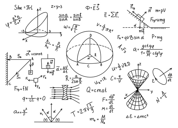 Fórmulas físicas desenhadas à mão
  - Foto, Imagem