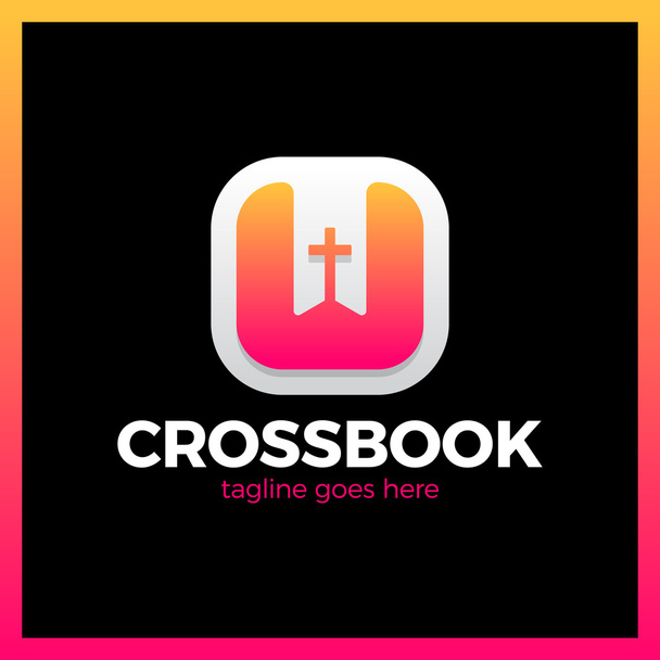 Cross Bookmark Logo. Logotype du livre biblique. Logos Eglise simple
 - Vecteur, image