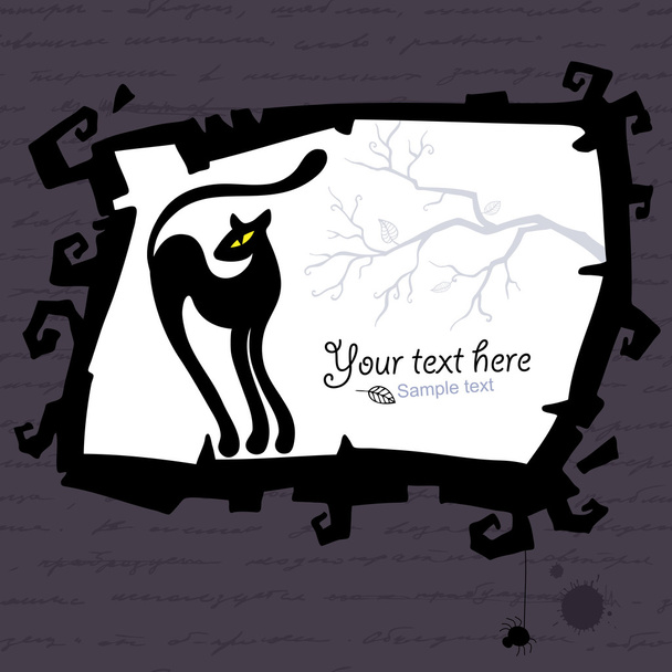 Vector plantilla de Halloween con gato negro
. - Vector, imagen