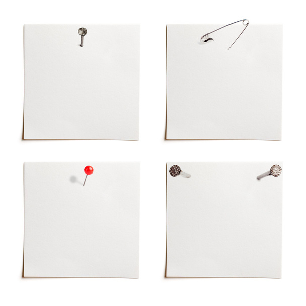 připojených listů papíru a prvků pro uchycení papíru: pin, - Fotografie, Obrázek