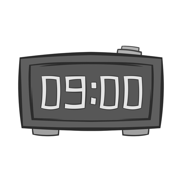 Digital alarm clock icon, black monochrome style - Vektor, obrázek