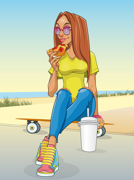 Pizza playa chica - Vector, Imagen