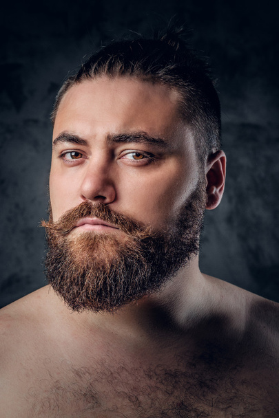 félmeztelen szakállas férfi - Fotó, kép