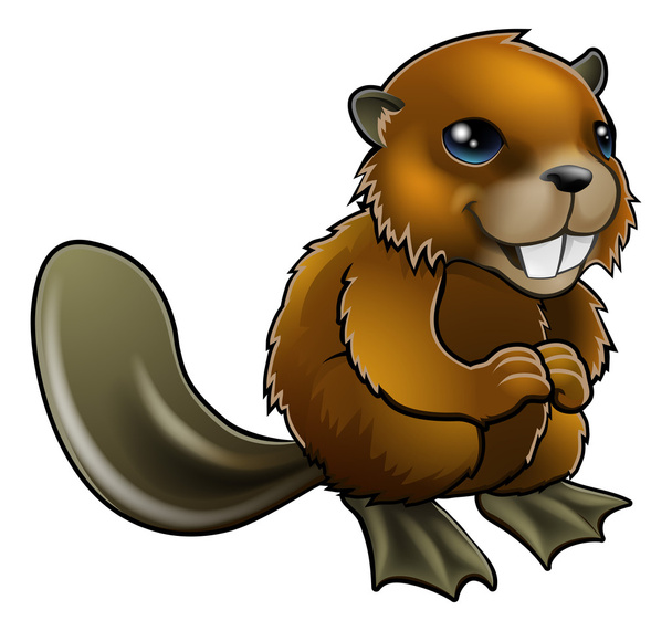 Happy Cartoon Beaver - Διάνυσμα, εικόνα