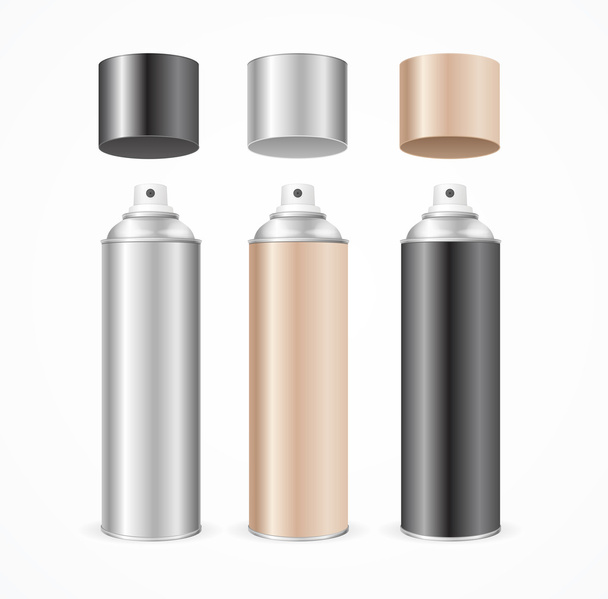 Aluminium Spray Can Template Blank Color Set. Vector - Vetor, Imagem