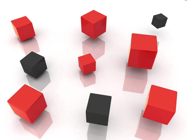 Abstract black and red cubes - Photo, Image