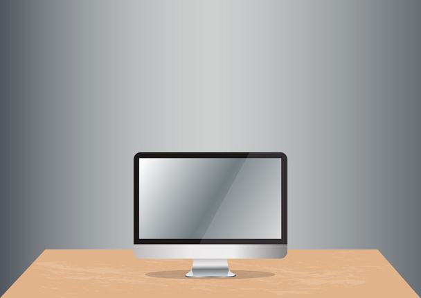 computer on office desk and space background - Vecteur, image