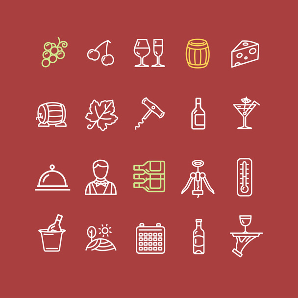 Wine Making Drink Icon Set. Vector - Διάνυσμα, εικόνα