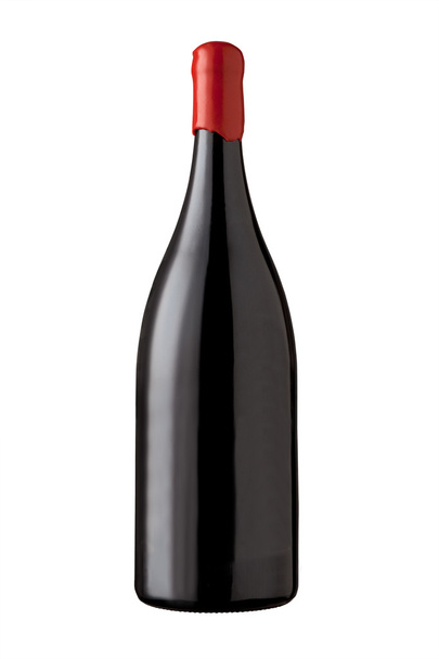 Red wine bottle isolated on white - Foto, afbeelding