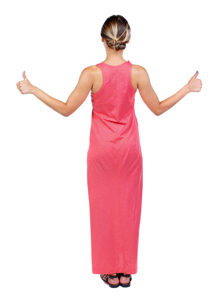 Back view of  woman thumbs up - Foto, Imagen