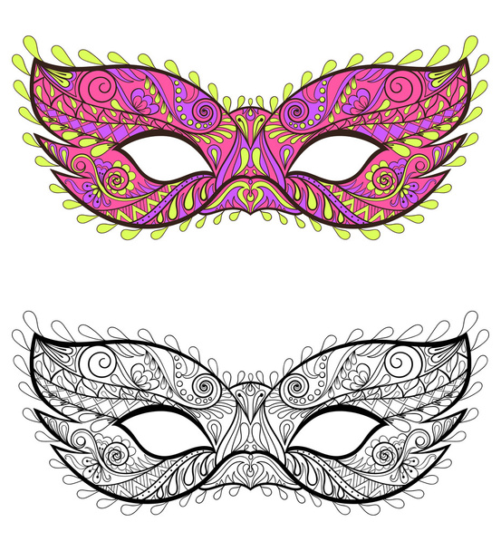 Bohemian Festive Masks set. Decorative Vector carnival elements  - Vector, Image