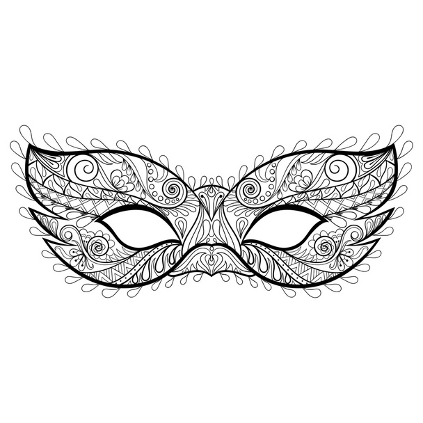 Sílhueta de máscara de vetor festivo boêmio para colorir adulto pag
 - Vetor, Imagem
